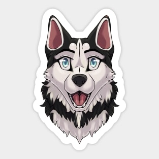 Shocked Surprised Expression Black Husky Dog Sticker